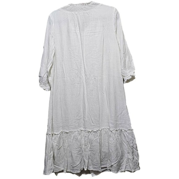 Yakira Bella White Boho Dress M Viscose Linen Blend - Picture 2 of 8